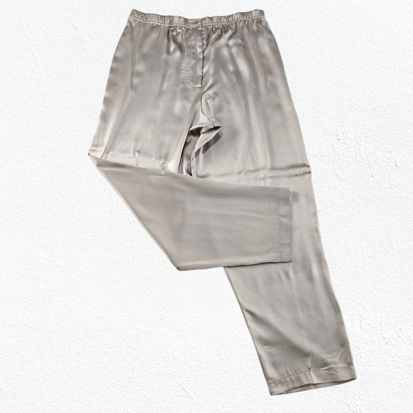 1990s Vintage Tere Tereba 100% Silk Blouse Pants Set Lounge Evening Size Medium - Picture 3 of 16